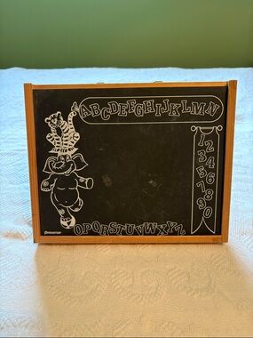 Vintage Wood Frame Chalkboard Carry Case with Alphabet Design